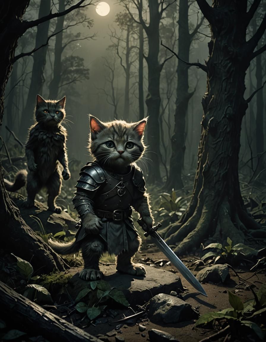 Kitten Slayer Victorious Over Troll in Dark Forest