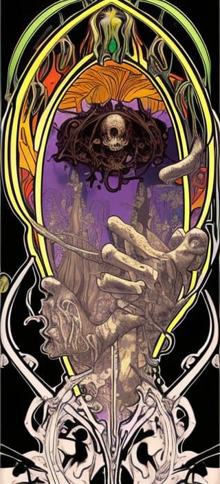 Horrific Death Metal Art in Comic Book Style