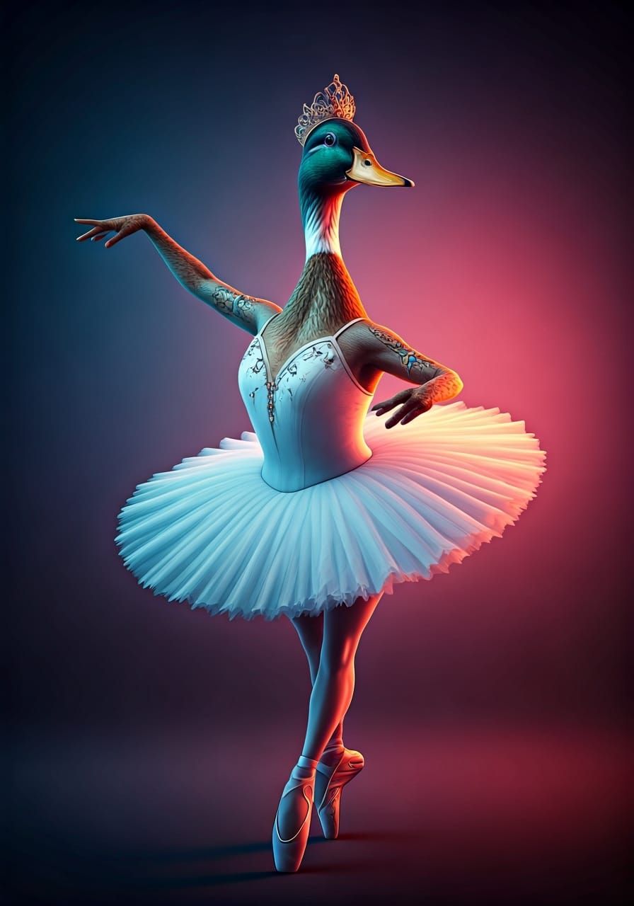 Duck Ballerina as Odette: Hyperrealistic Concept Art