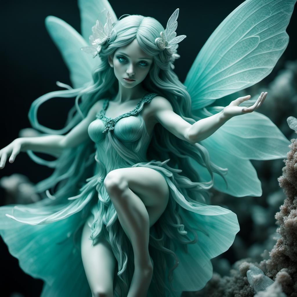 Hyperrealistic Amazonite Crystal Fairy in HDR