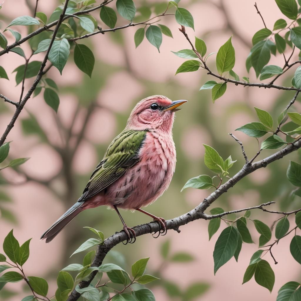 Pink Bird Song: A Wildlife Illustration