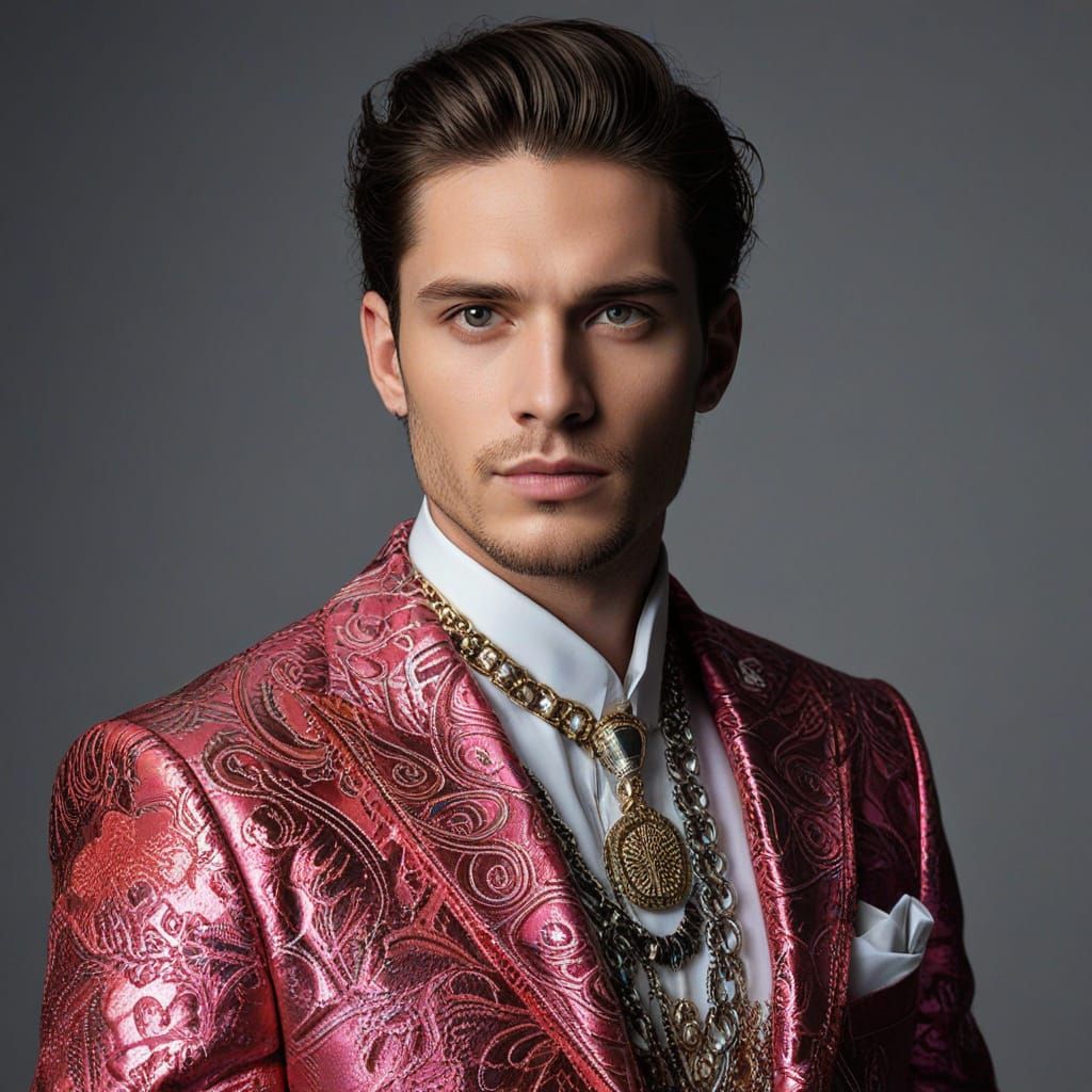 Hyperrealistic Portrait of a Dapper Man in Vibrant Attire
