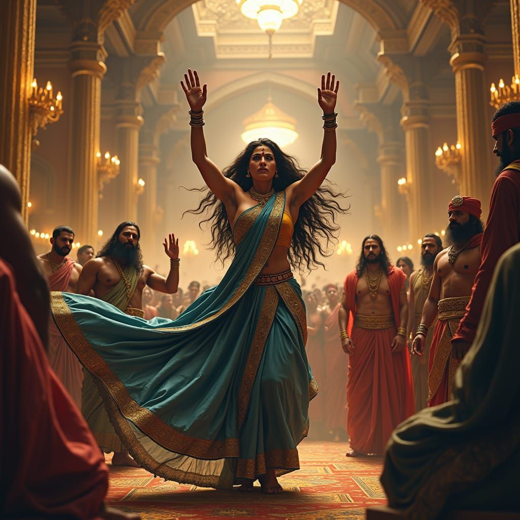 Draupadi's Humiliation: A Royal Court Scene
