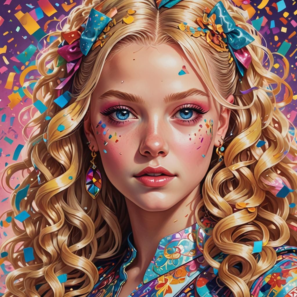 Vibrant Jojo Siwa Portrait in Art Nouveau Style