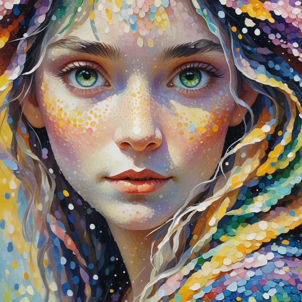 Elfling Wizard Portrait in Pointillism Style