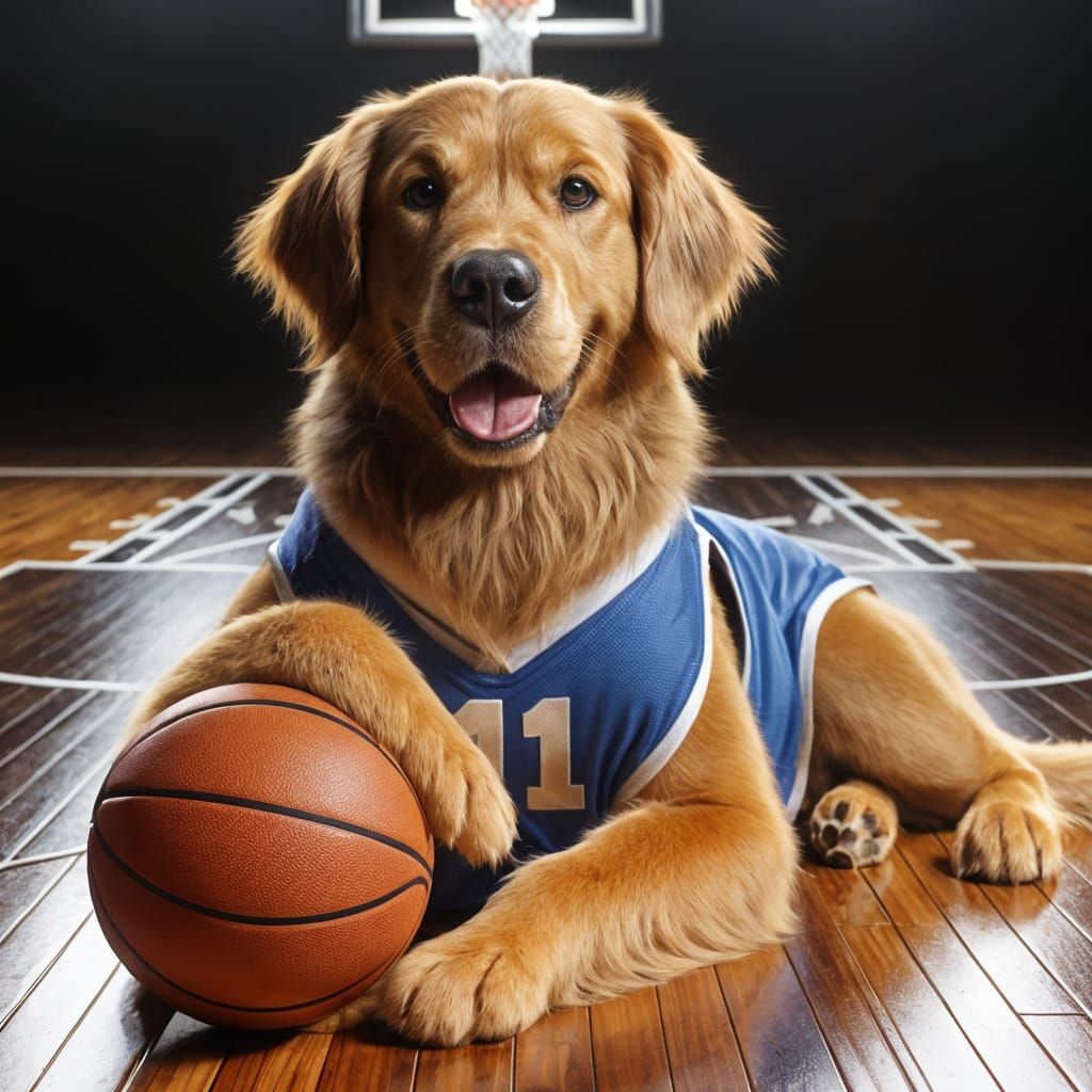 Golden Retriever Plays Basketball in Style