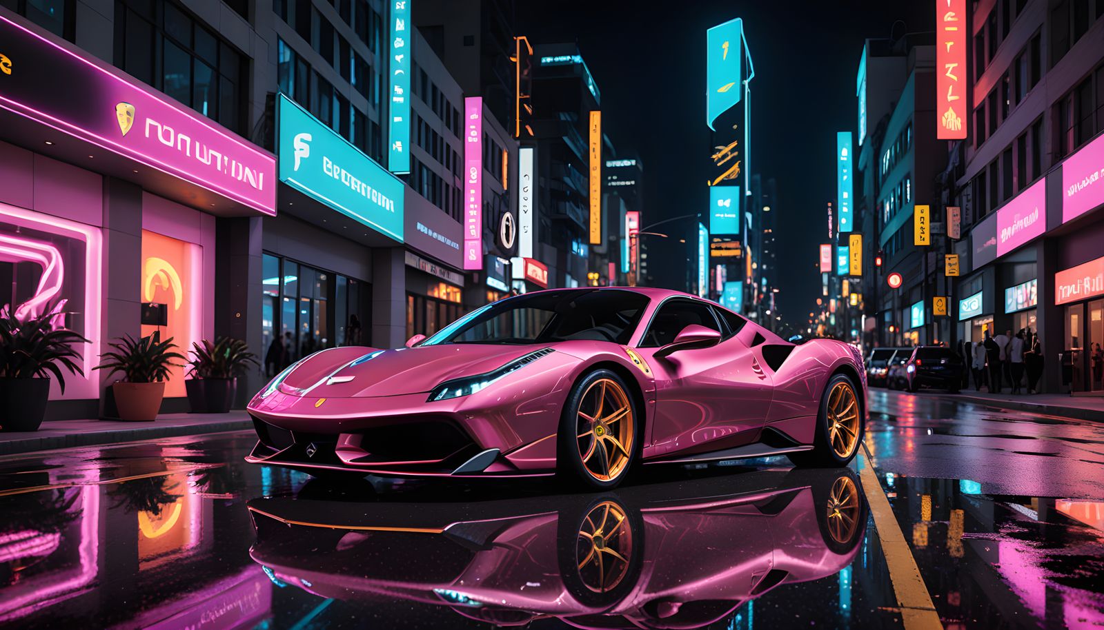Hyper-Modern Ferrari City: Neon Futurism and Luxury