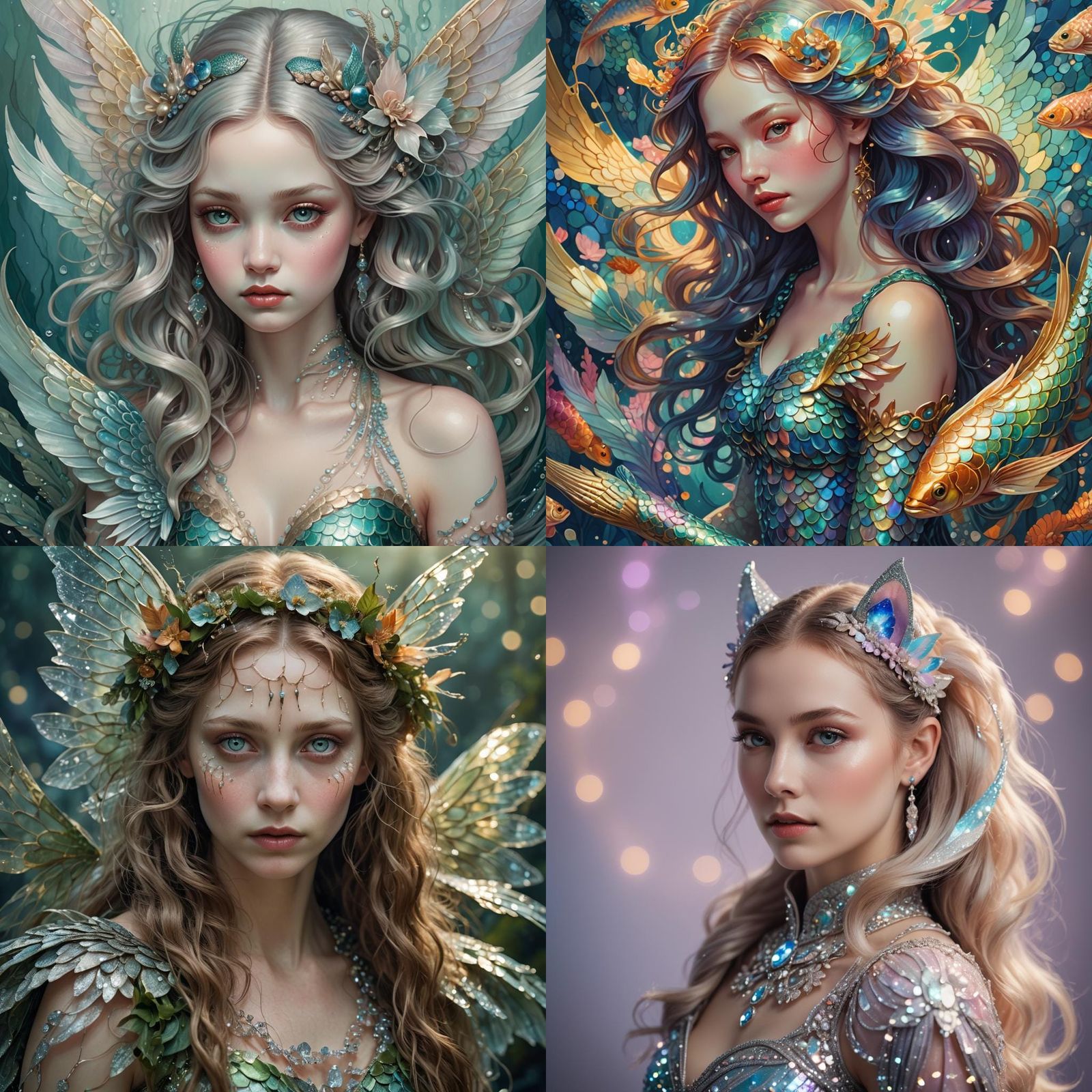 Mermaid with Tail and Wings, Professional Portrait