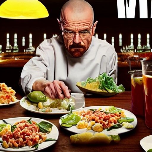 Cartoon Walter White Food Poisoning at Olive Garden