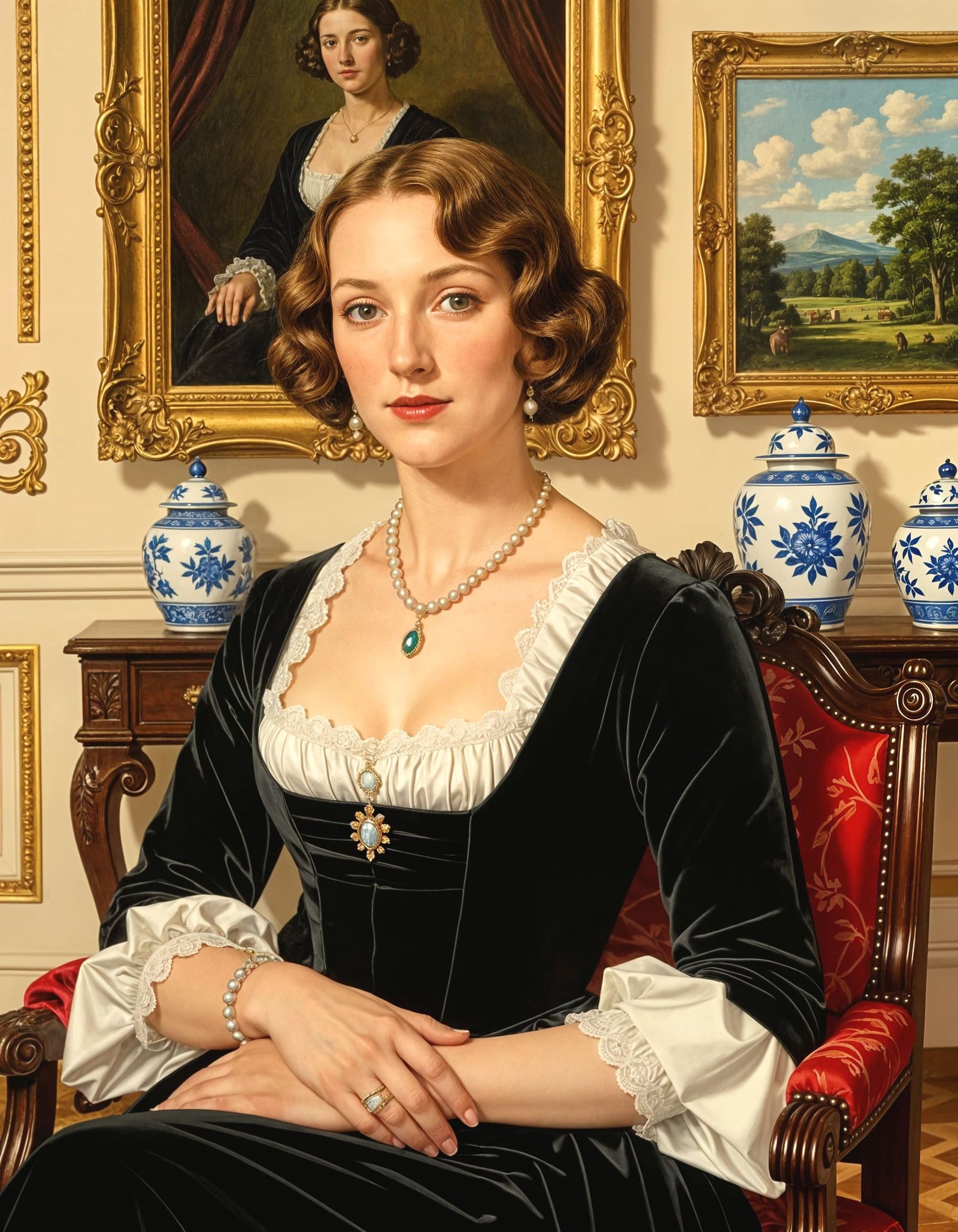 Detailed Portrait in Caravaggio Style, 1930s Setting