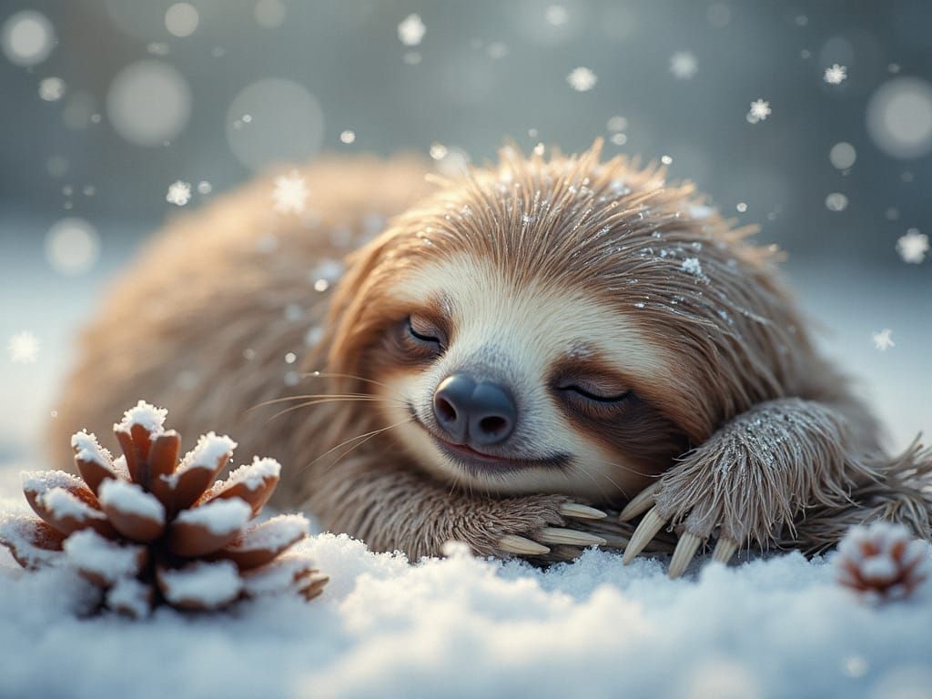 Sleeping Sloth Portrait in Pastel Impressionism