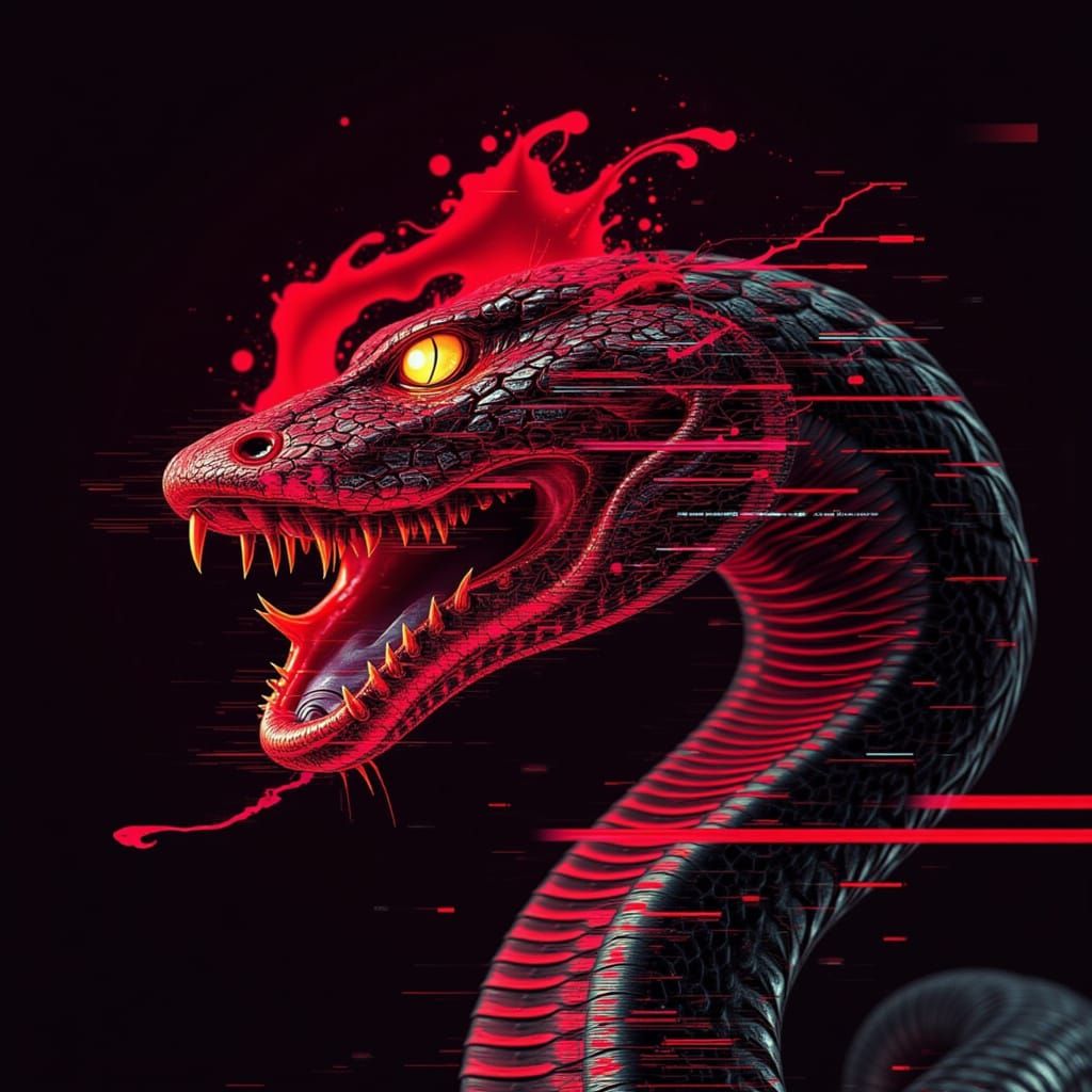 Red Cobra Spit Venom with Glitch Lines