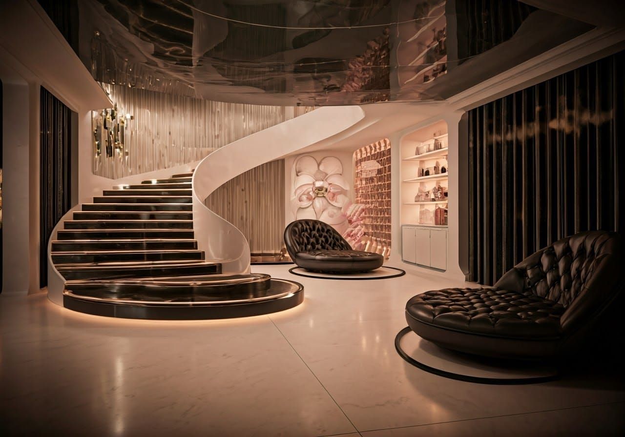 Space Age Living Room in Schiaparelli Pink