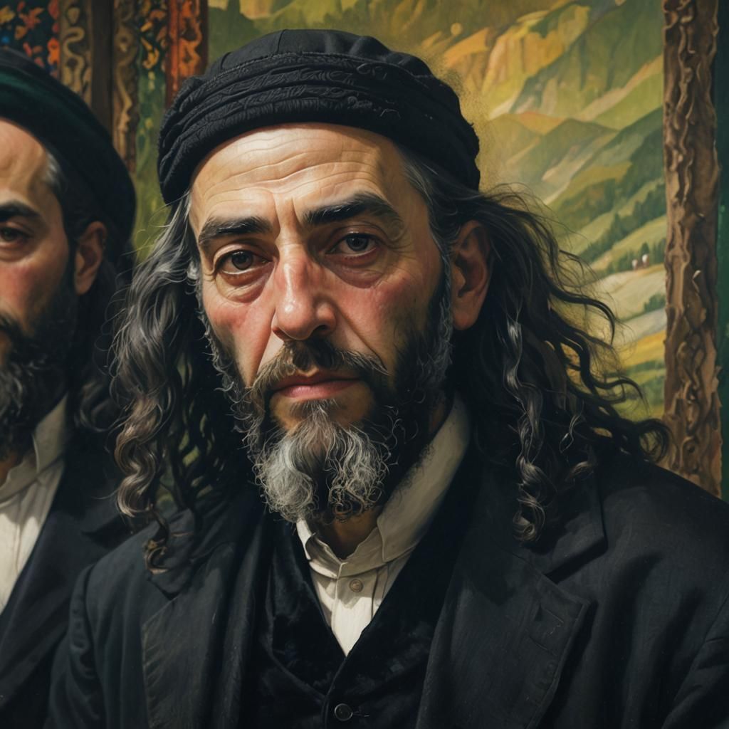 Hasidic Man in Traditional Dress with Golden Light