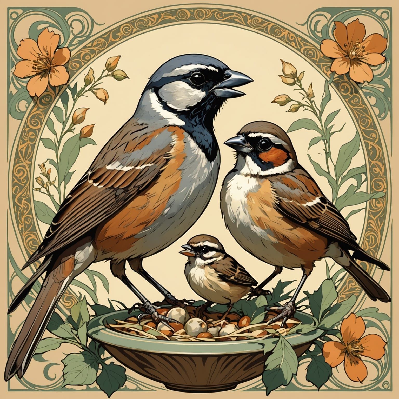 Goddess-like Cape Sparrow Mother Nurtures Her Chick in Elega...