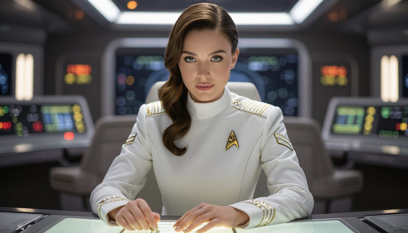 Starfleet Officer Working at Console