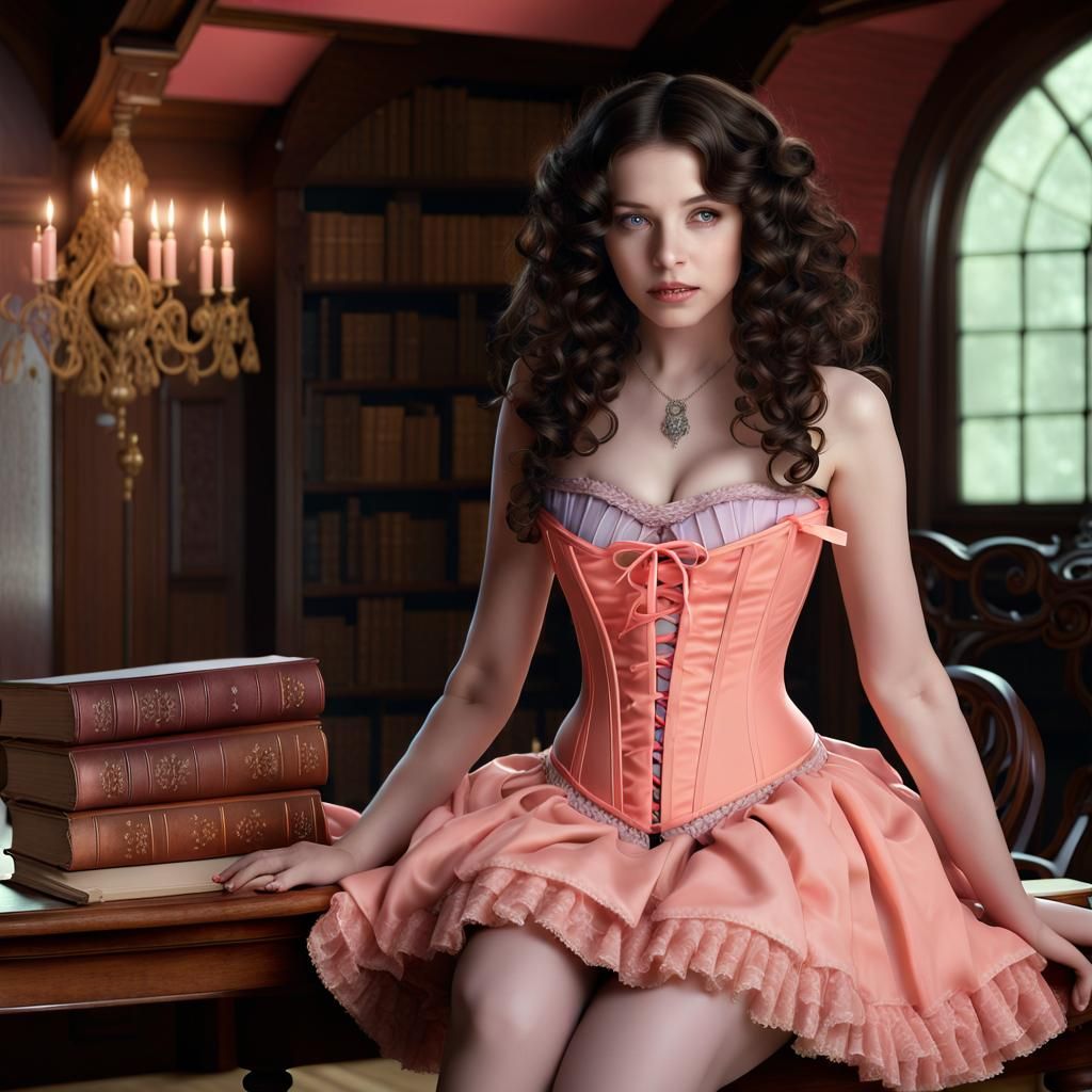 Beautiful Witch Casting Spells in Victorian Attic