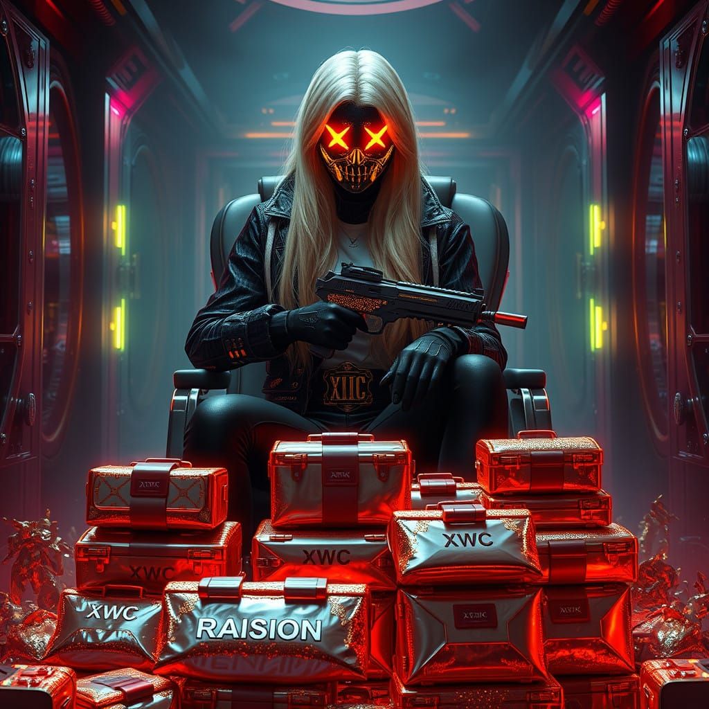 Cyberpunk Goddess in Neon Sign Masquerade