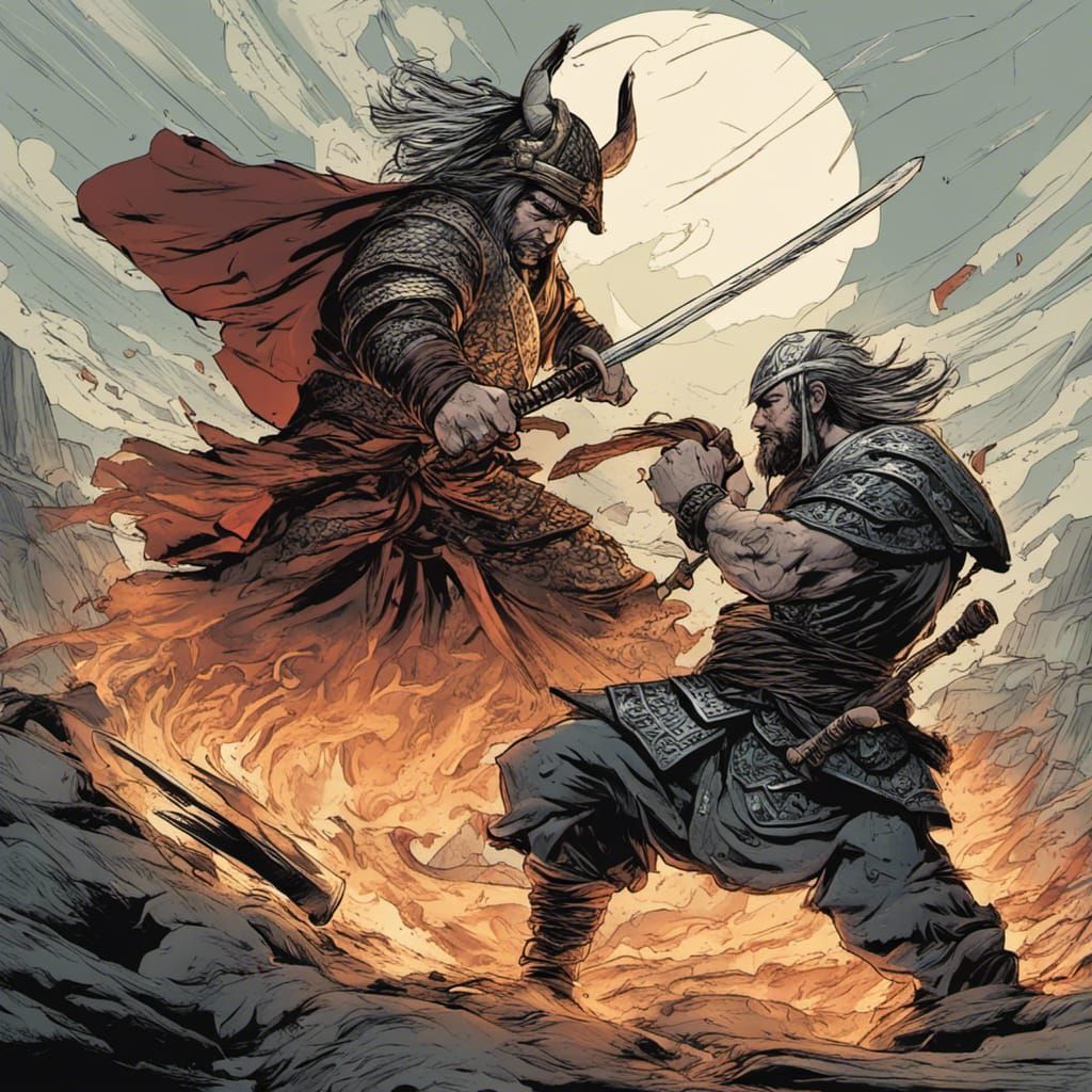 Samurai vs Viking warrior