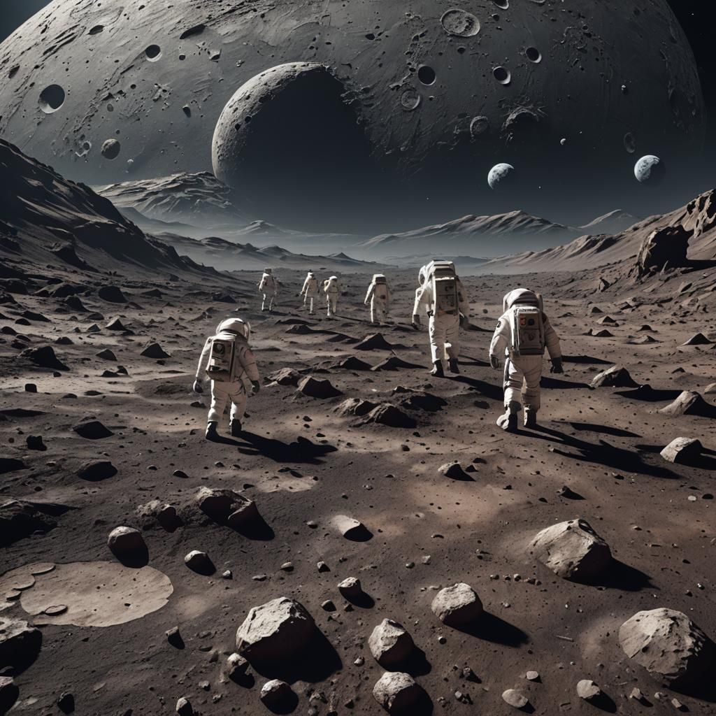 Astronauts Explore Moon in Detailed Papercut Style