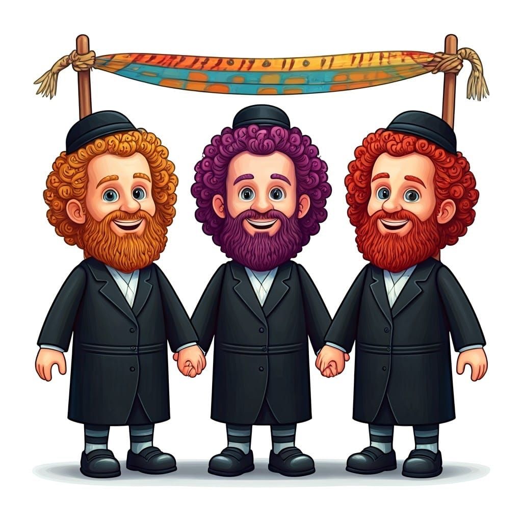 Joyful Chasidic Men Under Chuppah in Toy Style