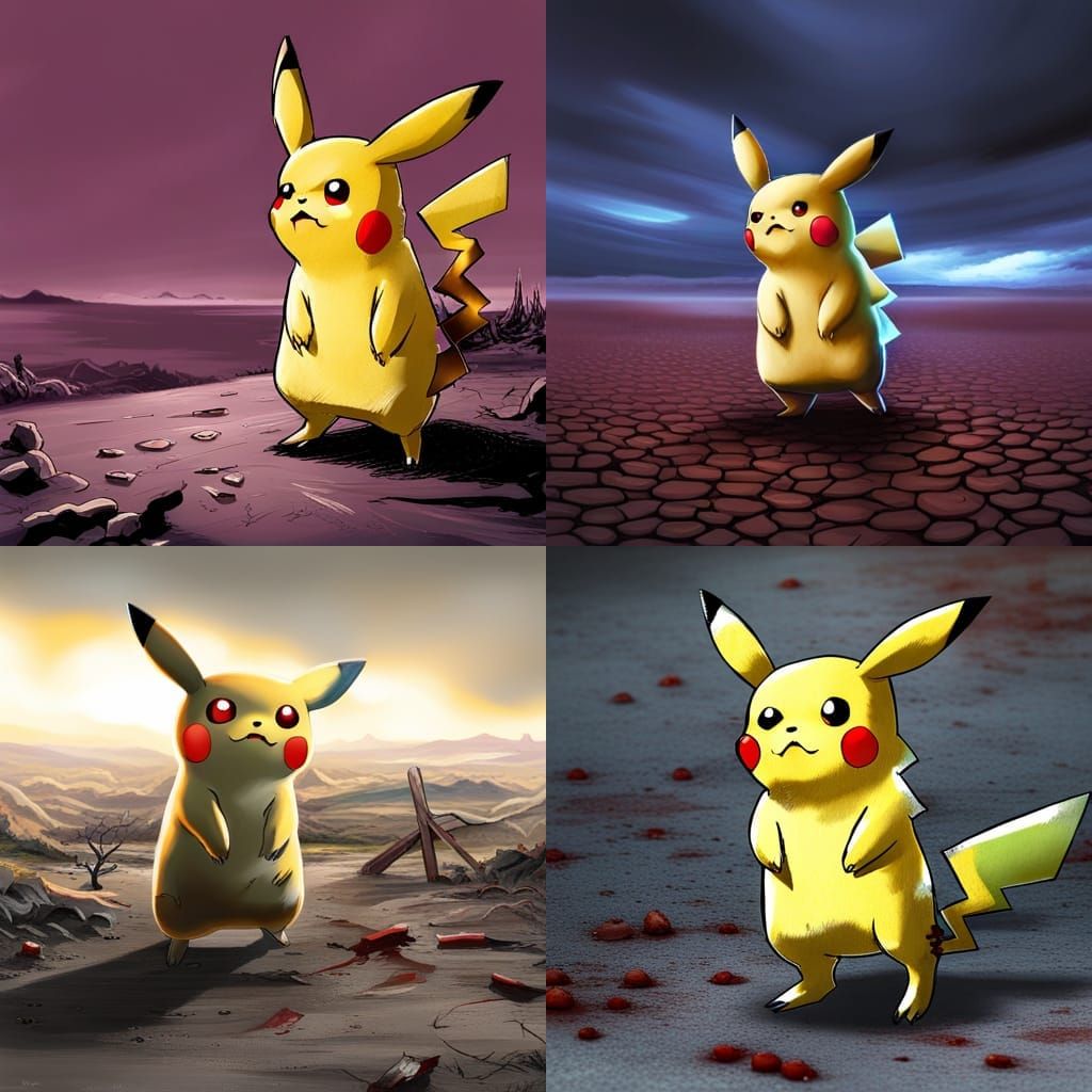 Zombified Pikachu in Barren Wasteland: Abstract Art