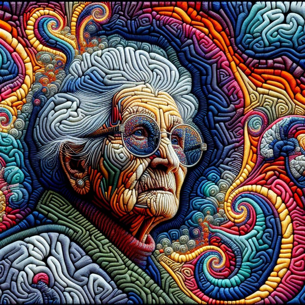 Acrylic Mosaic of Woman in MRI Spiral