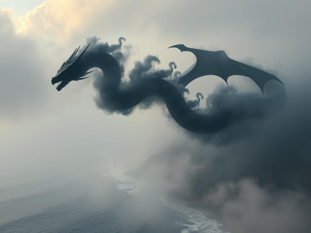 Smoky Dragon Soars Over Kauai Shoreline