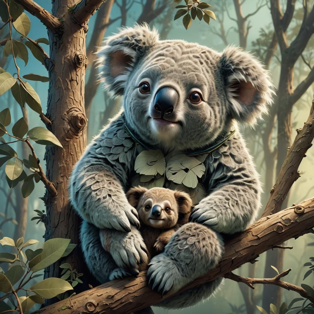 Fluffy Koala-Sloth Hybrid in Fantasy Concept Art