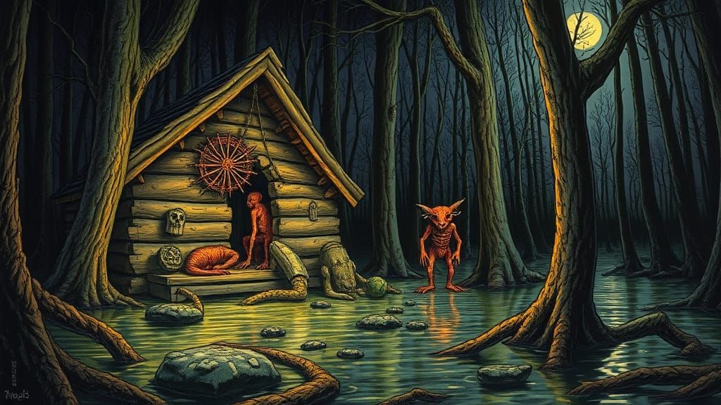 Decrepit Monkey in Swamp: Sinister Horror Photography