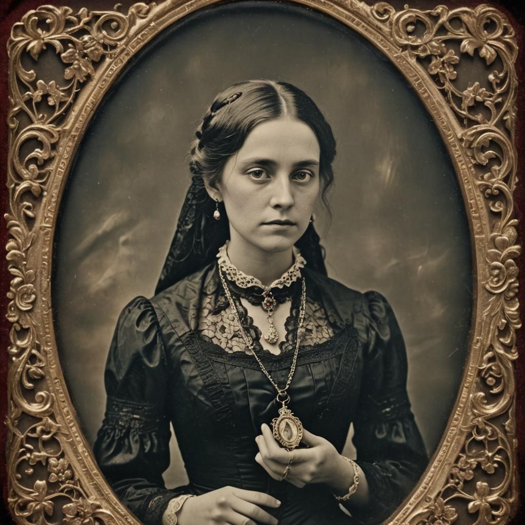 Victorian Mourning Portrait in Daguerreotype Style