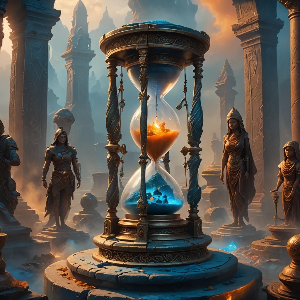 Mystical Hourglass on Glowing Pedestal