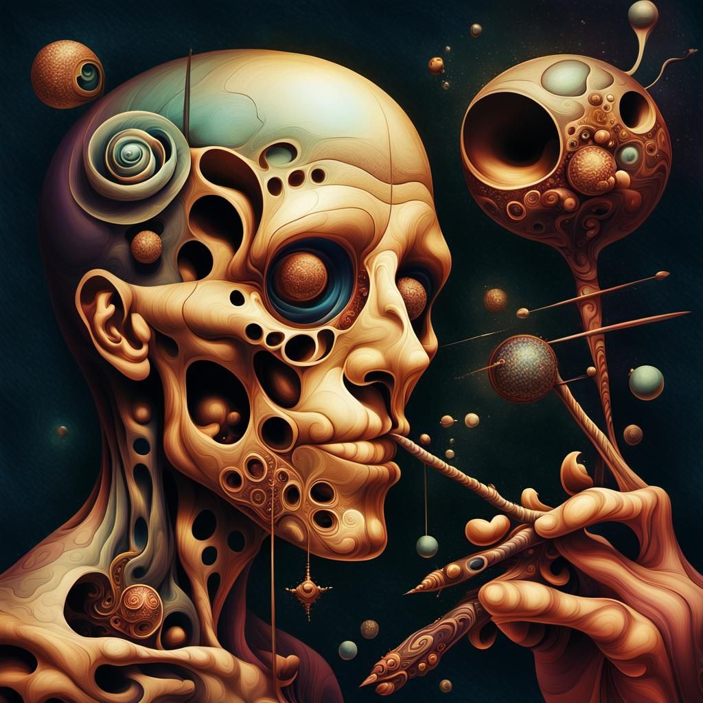 Ethereal Fractal Dance on Dark Blue Canvas