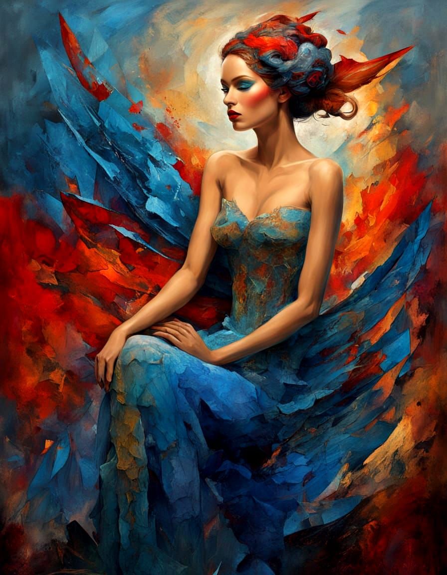 Ethereal Woman in Vibrant Hues