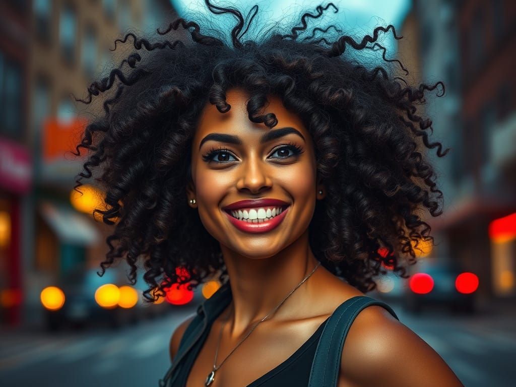 Confident City Goddess in Vibrant Street Art Style