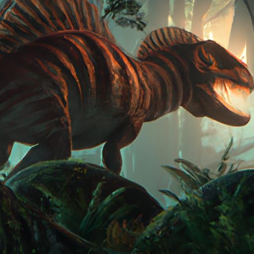 Detailed Dinosaur Matte Painting in Deep Color