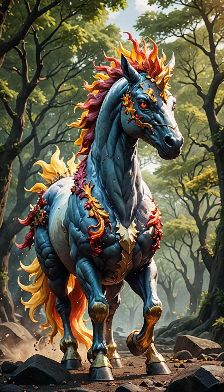 Detailed Rapidash Pokemon Matte Painting