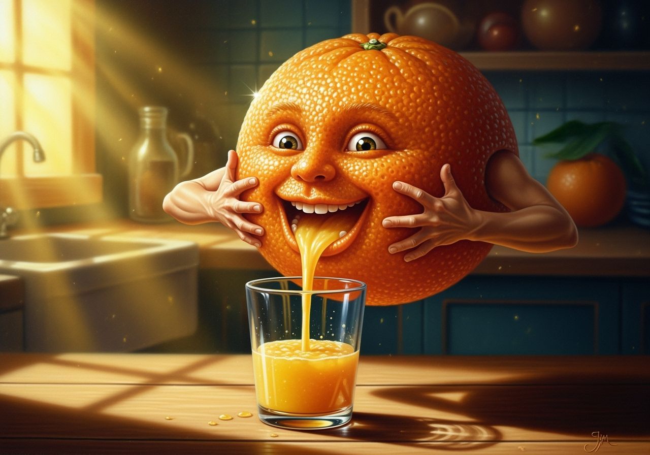 Magical Orange Juicer Painting in Jim Burns Style