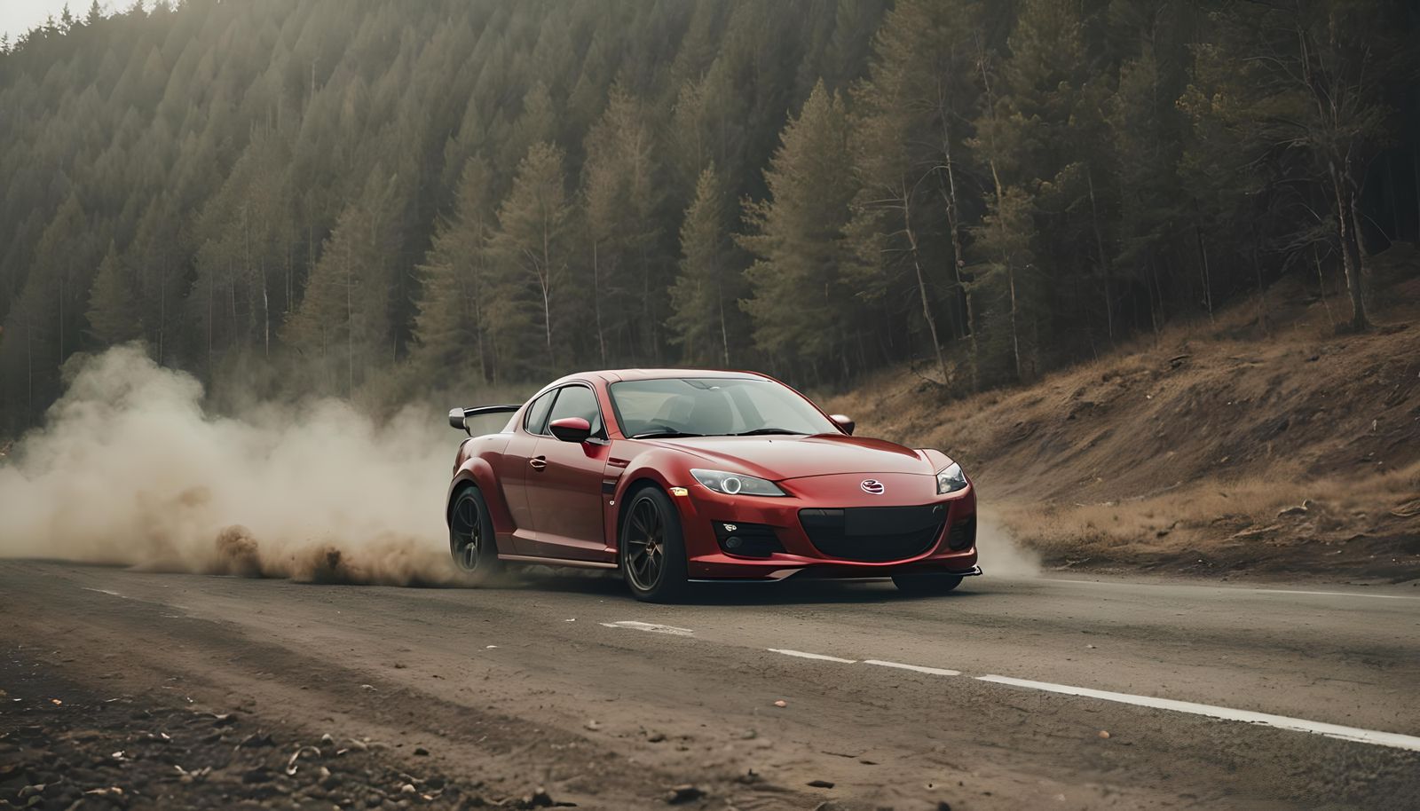 Red Mazda RX-8: Cinematic Film Still