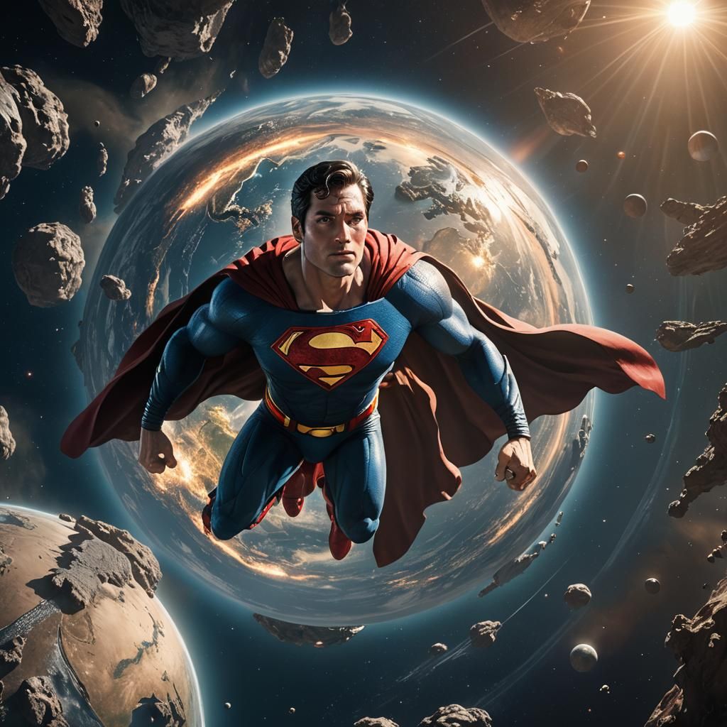 Superman in Space: A Detailed Matte Painting