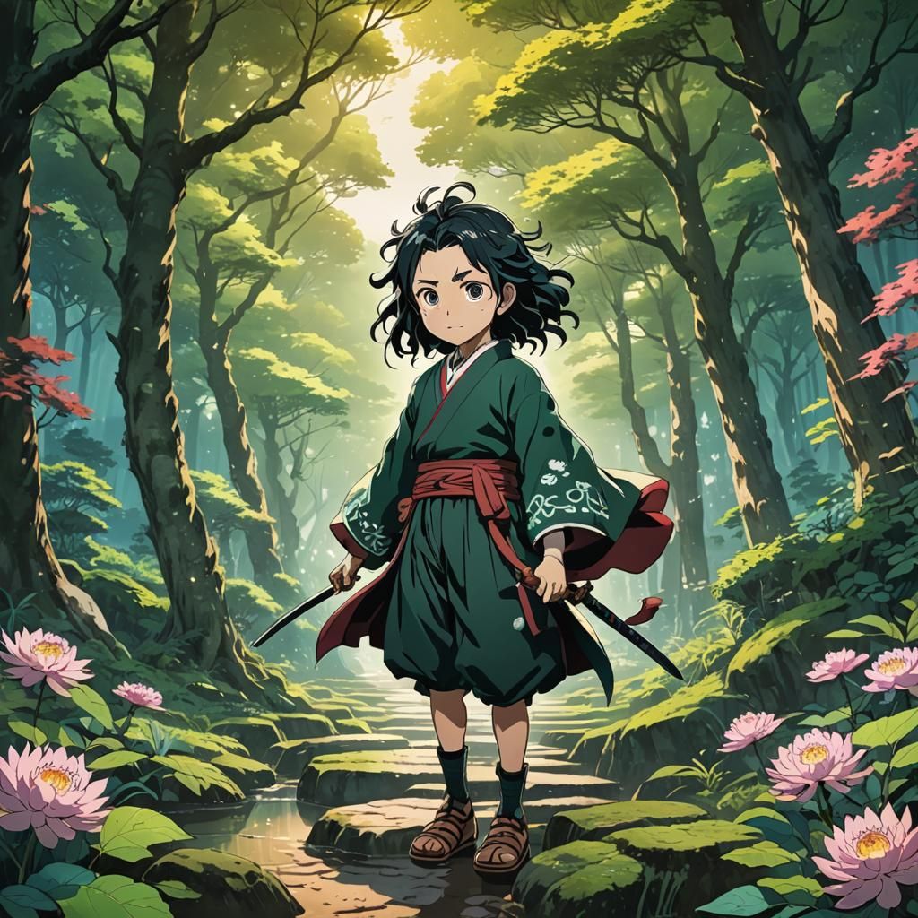 Mitsuri from Demon Slayer in Studio Ghibli Style