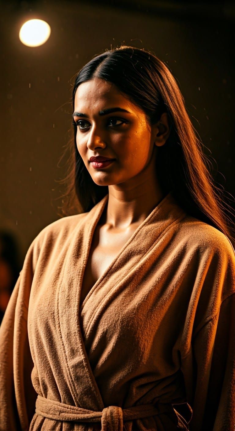Stunning Indian Fashion Model in Luxurious Bath Robe