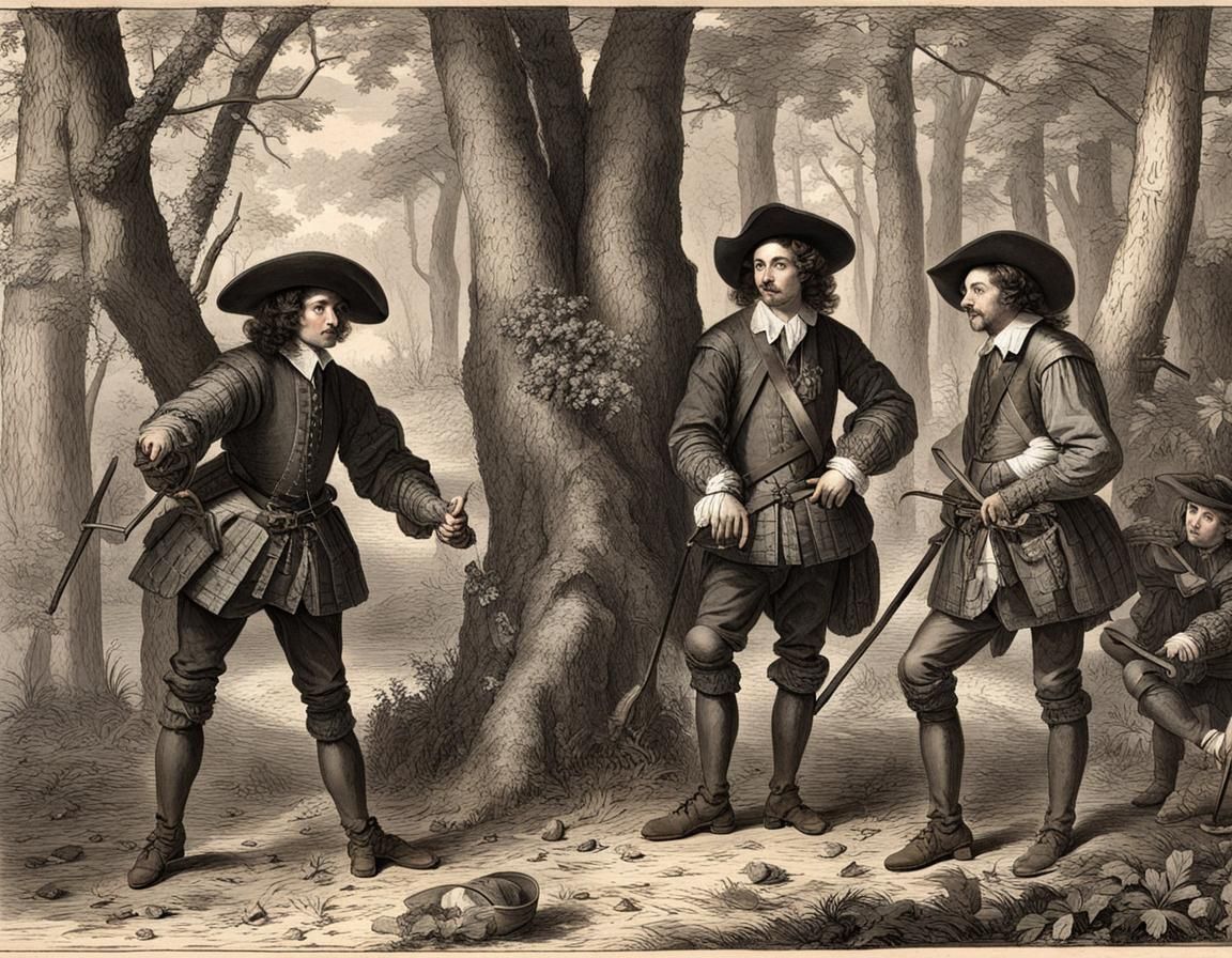 1620s Three Musketeers in the Woods