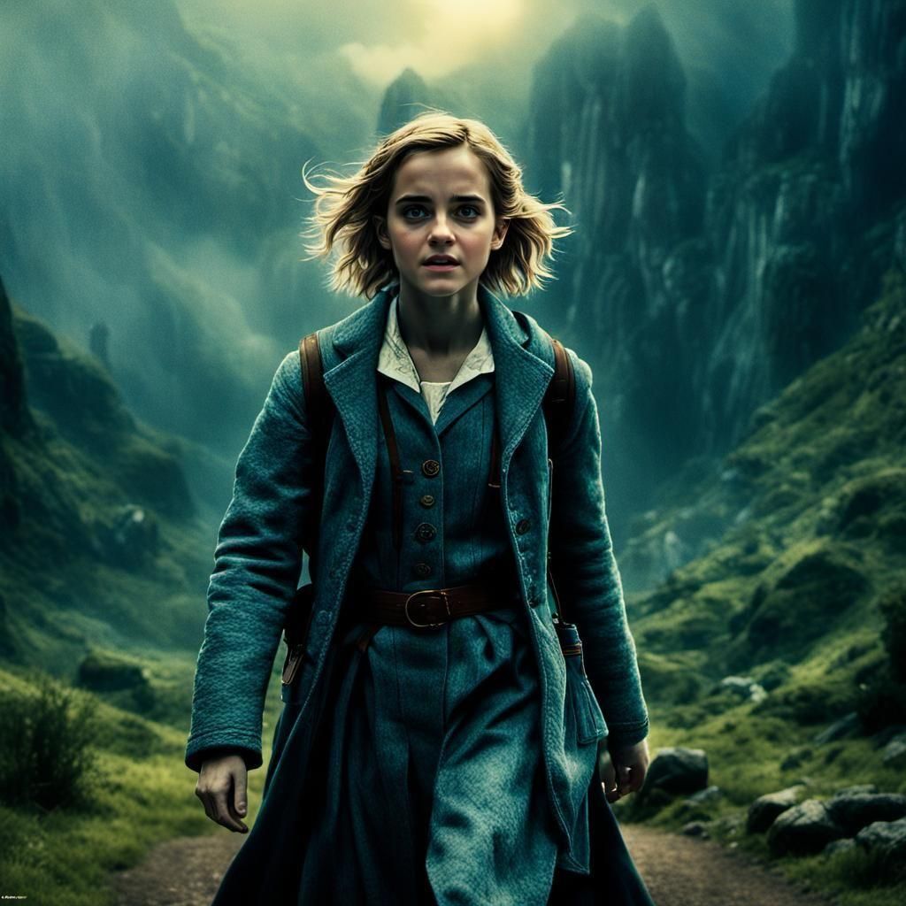 Movie Poster: Blonde Time Traveler in Cinematic Style