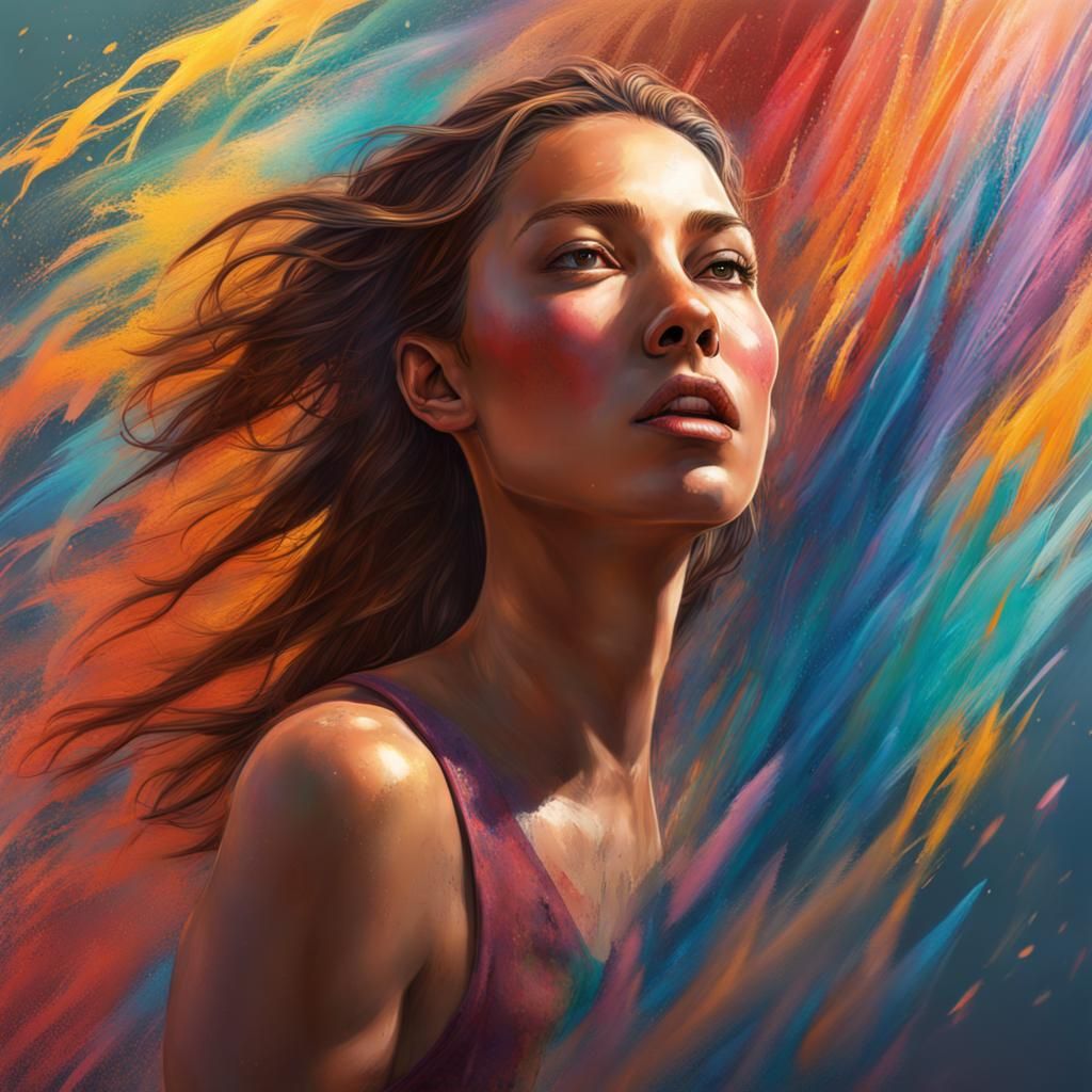 Spirit Leaving Human Female in Splash Art Style