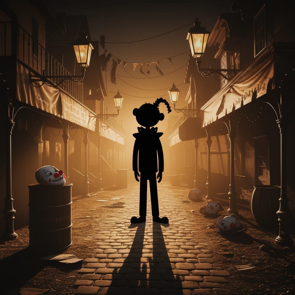 Melancholic Circus Town Figure in Burtonesque Style