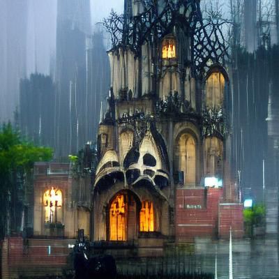 Gothic Church in the Rain