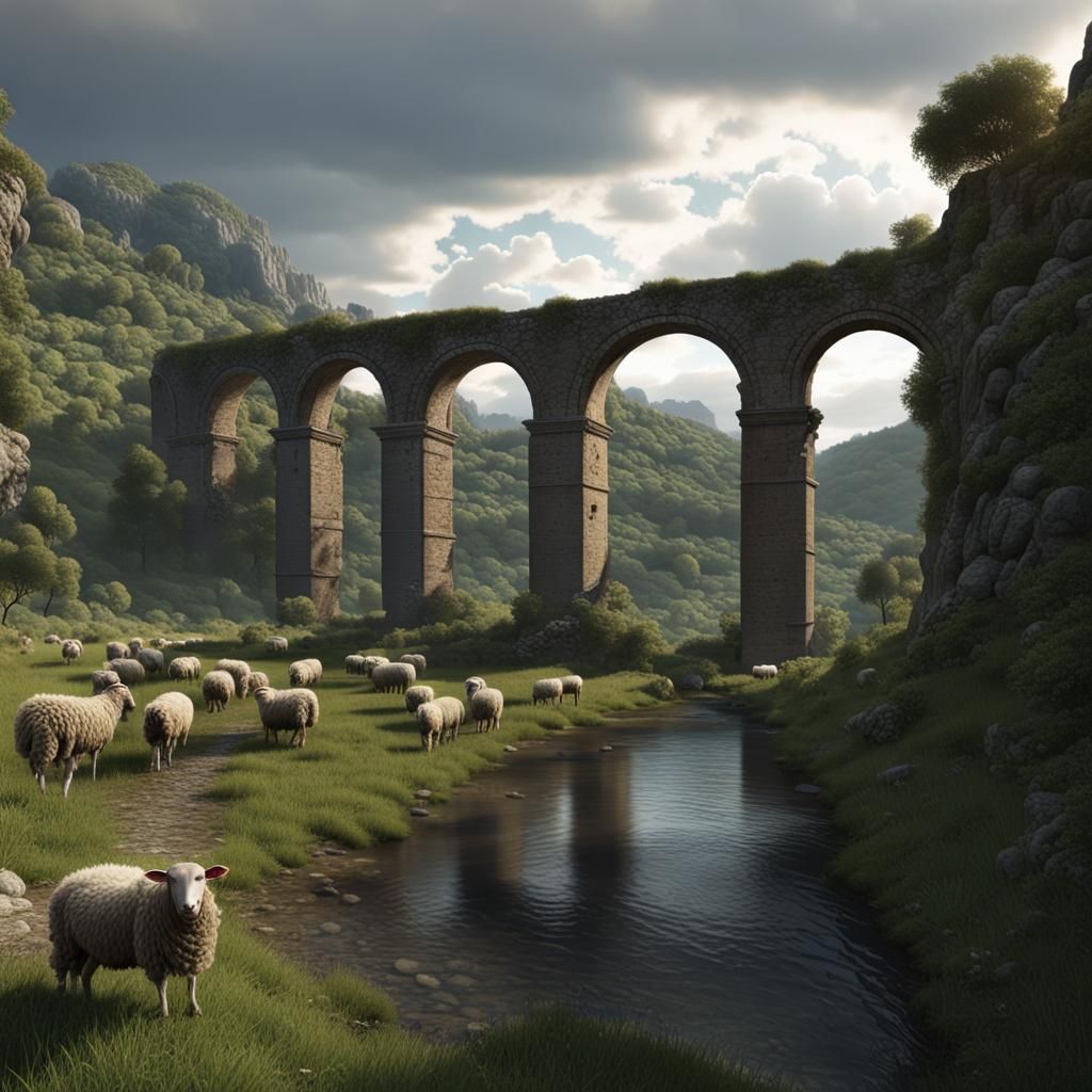 Aqueduct with sheep
