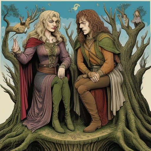 Pop Art Frodo Companions Beside Ancient Ent