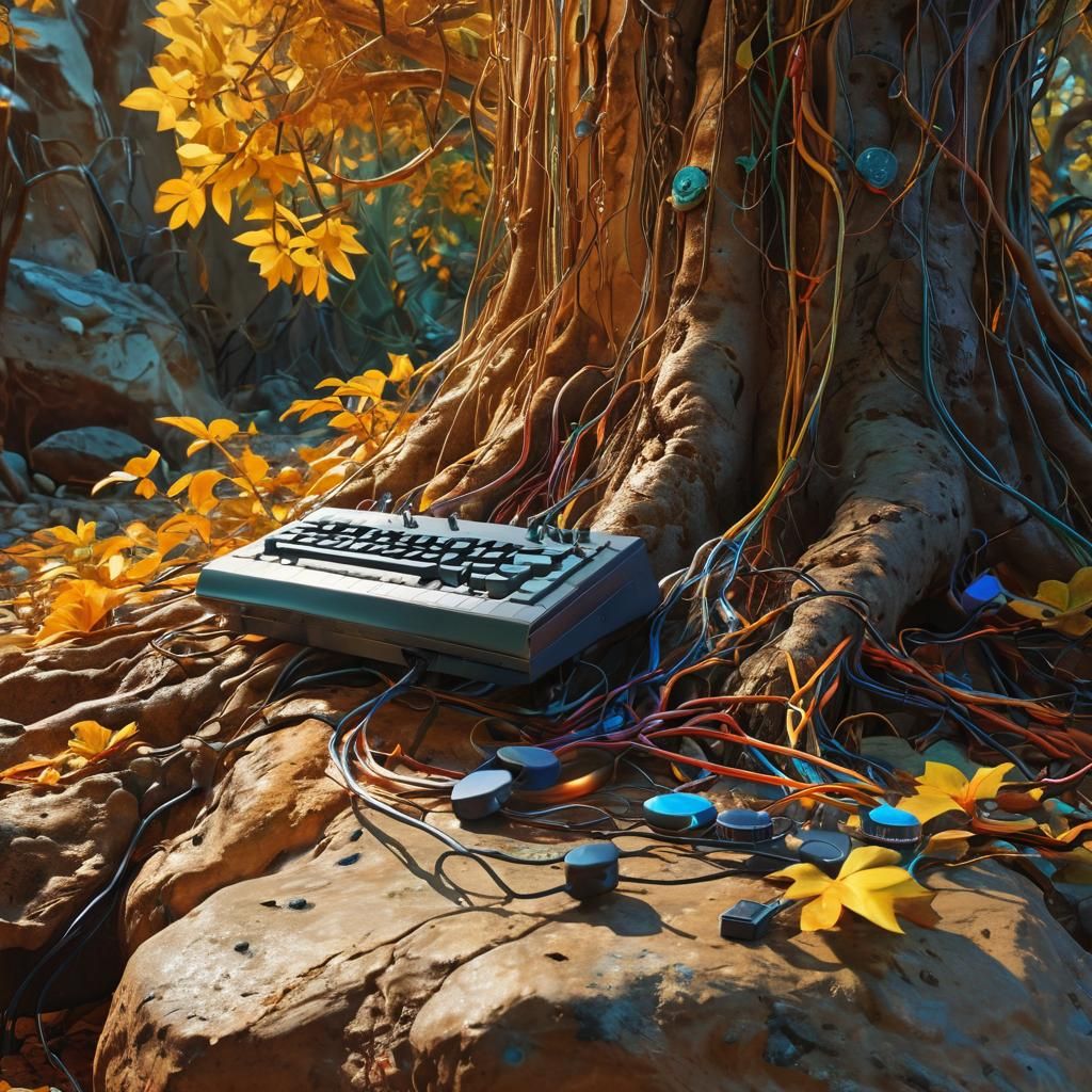 Psychedelic Forest Band: Tree, Rock, and Computer